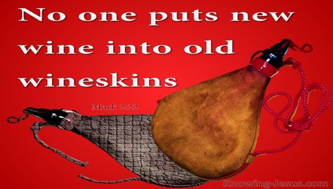 Mark 2:22 No One Puts New Wine Into Old Wineskins (red)